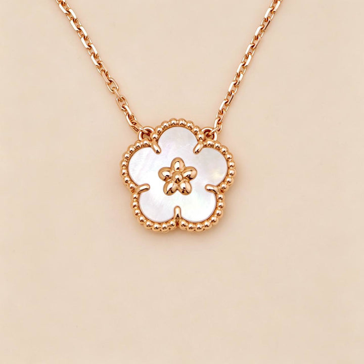 Preowned Authentic Van Cleef Lucky Spring Plum Blossom Pendant Mother of Pearl