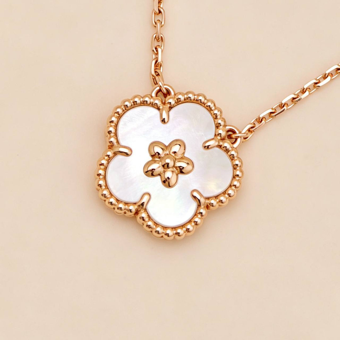 Preowned Authentic VCA Lucky Spring Plum Blossom Pendant Mother of Pearl