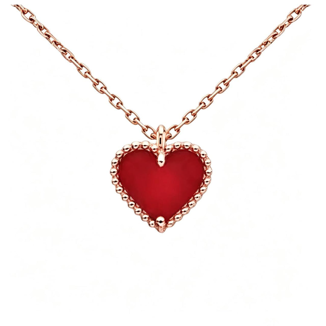 Preloved Authentic Van Cleef & Arpels Sweet Alhambra Heart Pendant Carnelian 18k Rose Gold