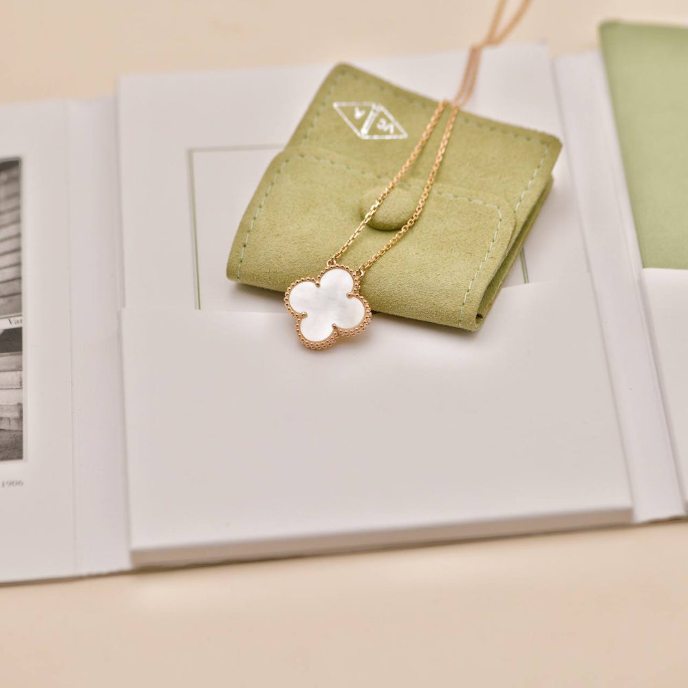 Preowned Authentic Van Cleef & Arpels Alhambra Necklace Ginza Limited Edition Mother of Pearl