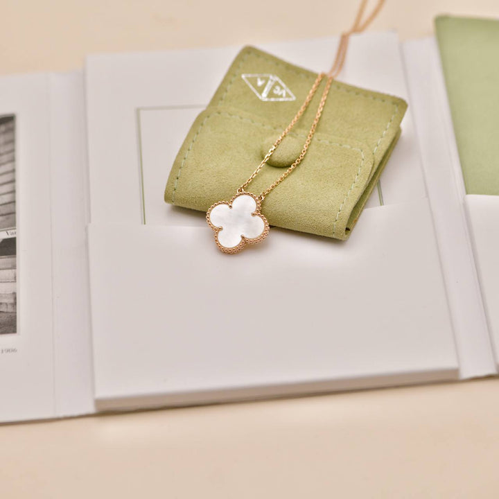 Preowned Authentic Van Cleef & Arpels Alhambra Necklace Ginza Limited Edition Mother of Pearl
