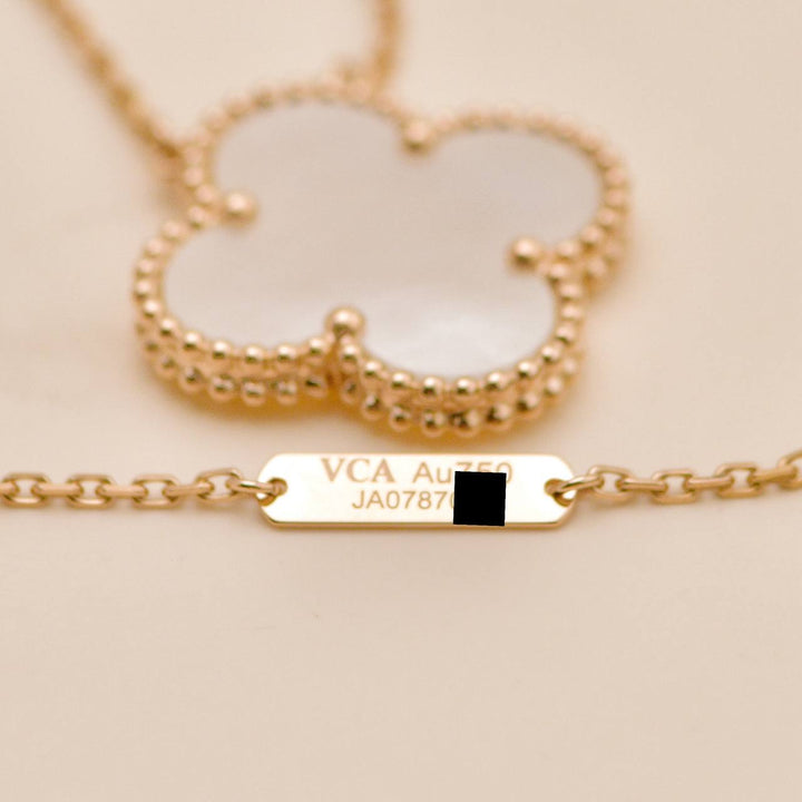 Preloved Authentic Van Cleef Alhambra Necklace Ginza Limited Edition Mother of Pearl