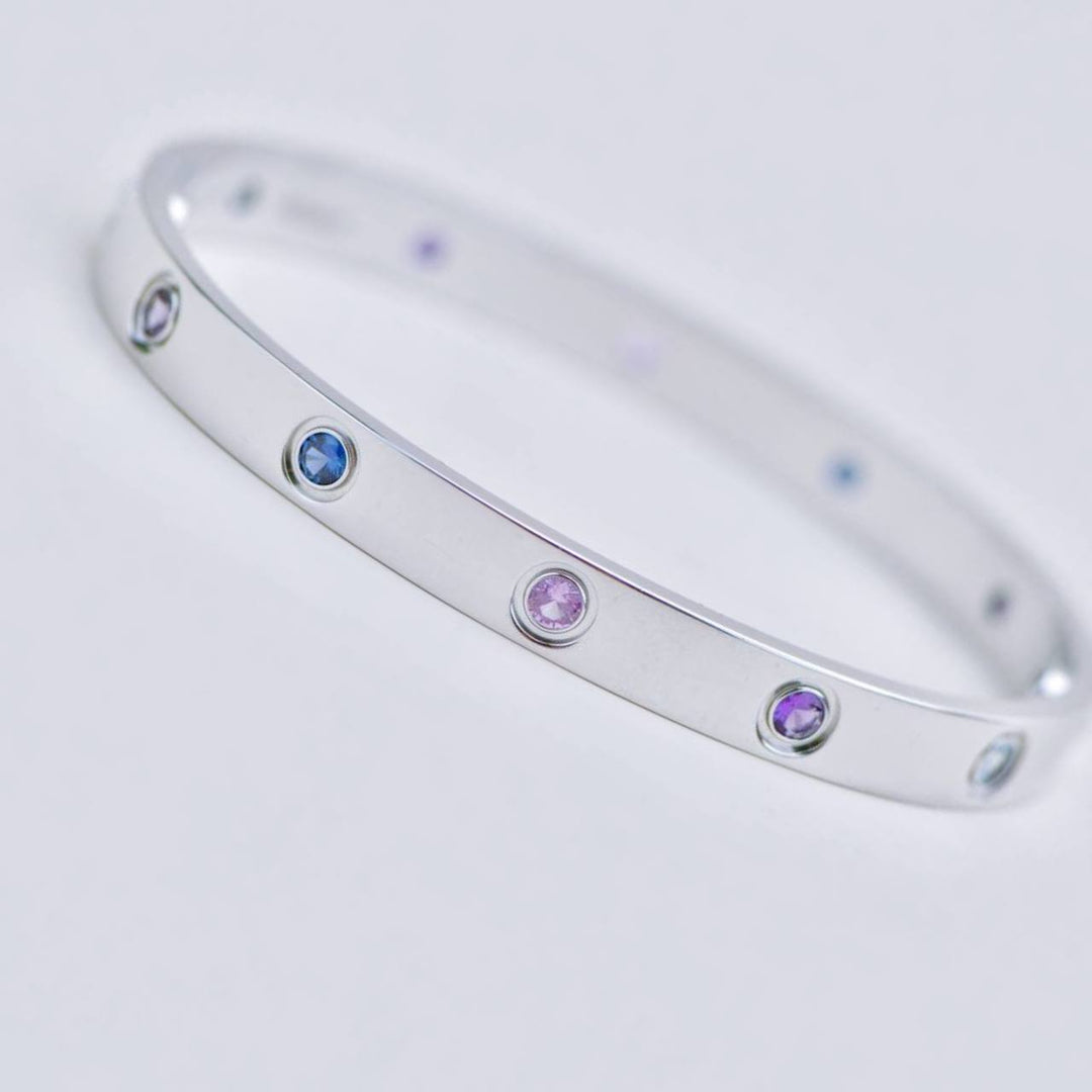 Preowned Authentic Cartier Love Bracelet Multi Gem 18K White Gold