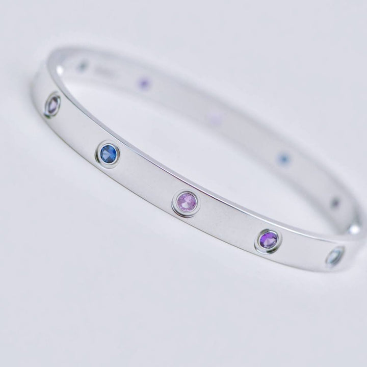 Preowned Authentic Cartier Love Bracelet Multi Gem 18K White Gold