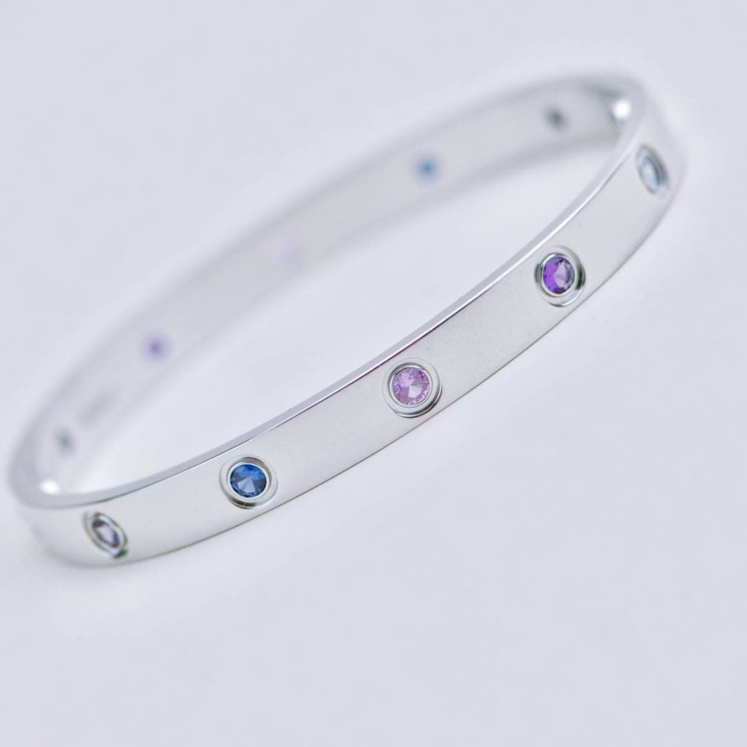 Authentic Cartier Love Bracelet Multi Gem 18K White Gold Size 17