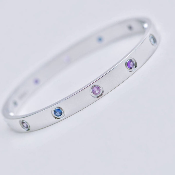 Authentic Cartier Love Bracelet Multi Gem 18K White Gold Size 17