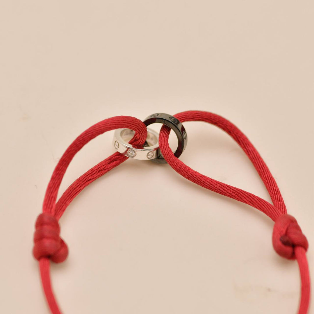Preloved Cartier Love Cord Bracelet Diamond Sèvres Porcelain 18k White Gold