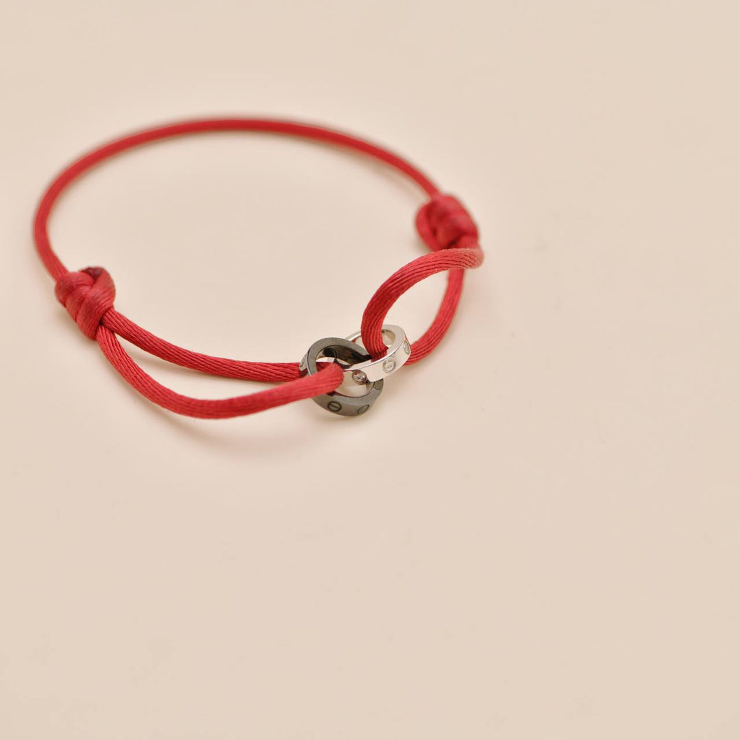Second Hand Cartier Love Cord Bracelet Diamond Sèvres Porcelain 18k White Gold