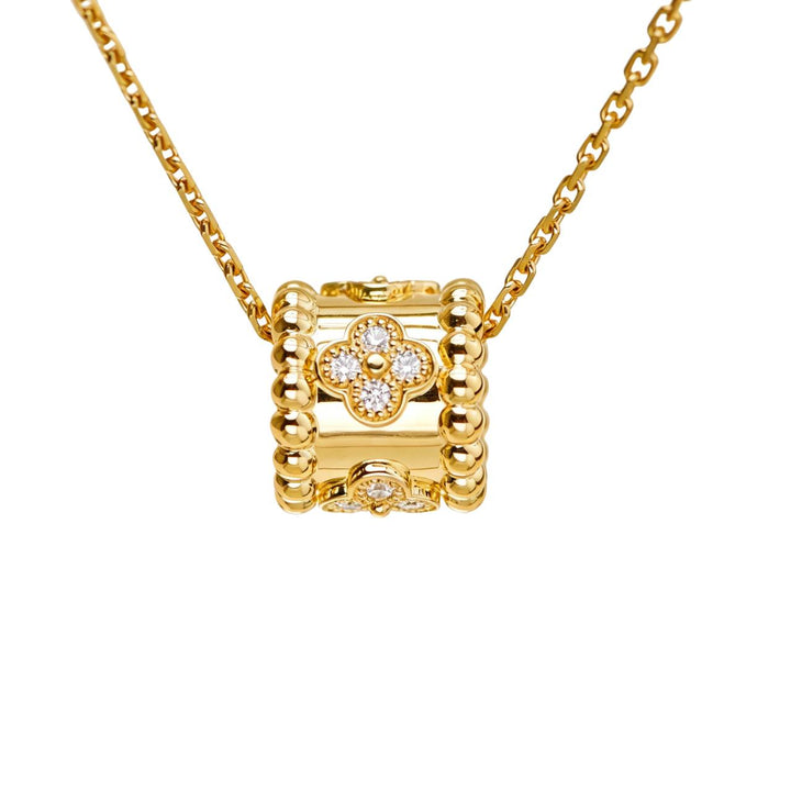 Preloved Authentic Van Cleef & Arpels Perlée Diamond Flower Pendant 18K Yellow Gold