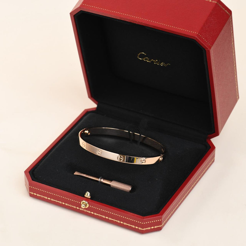 Preowned Authentic Cartier Love Bracelet Classic Model 18K Rose Gold Size 21