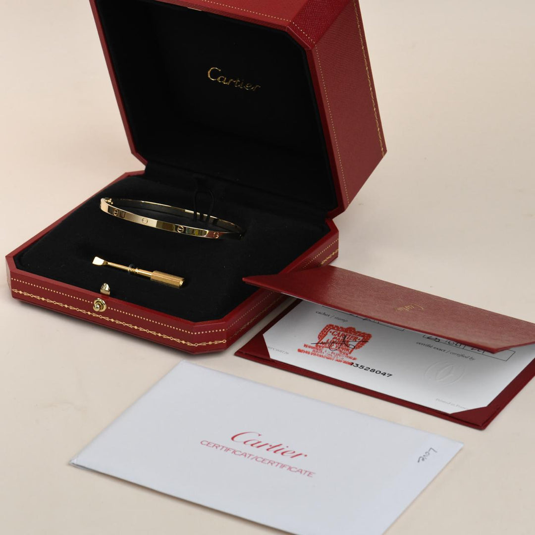 Preowned Authentic Cartier Love Bracelet Small Model 18K Yellow Gold Size 20
