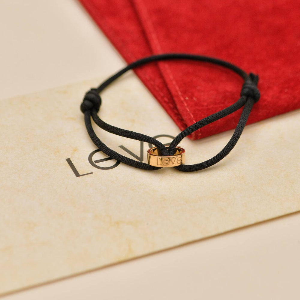 Preowned Authentic Cartier Love Cord Bracelet 18K Rose Gold on Black Silk