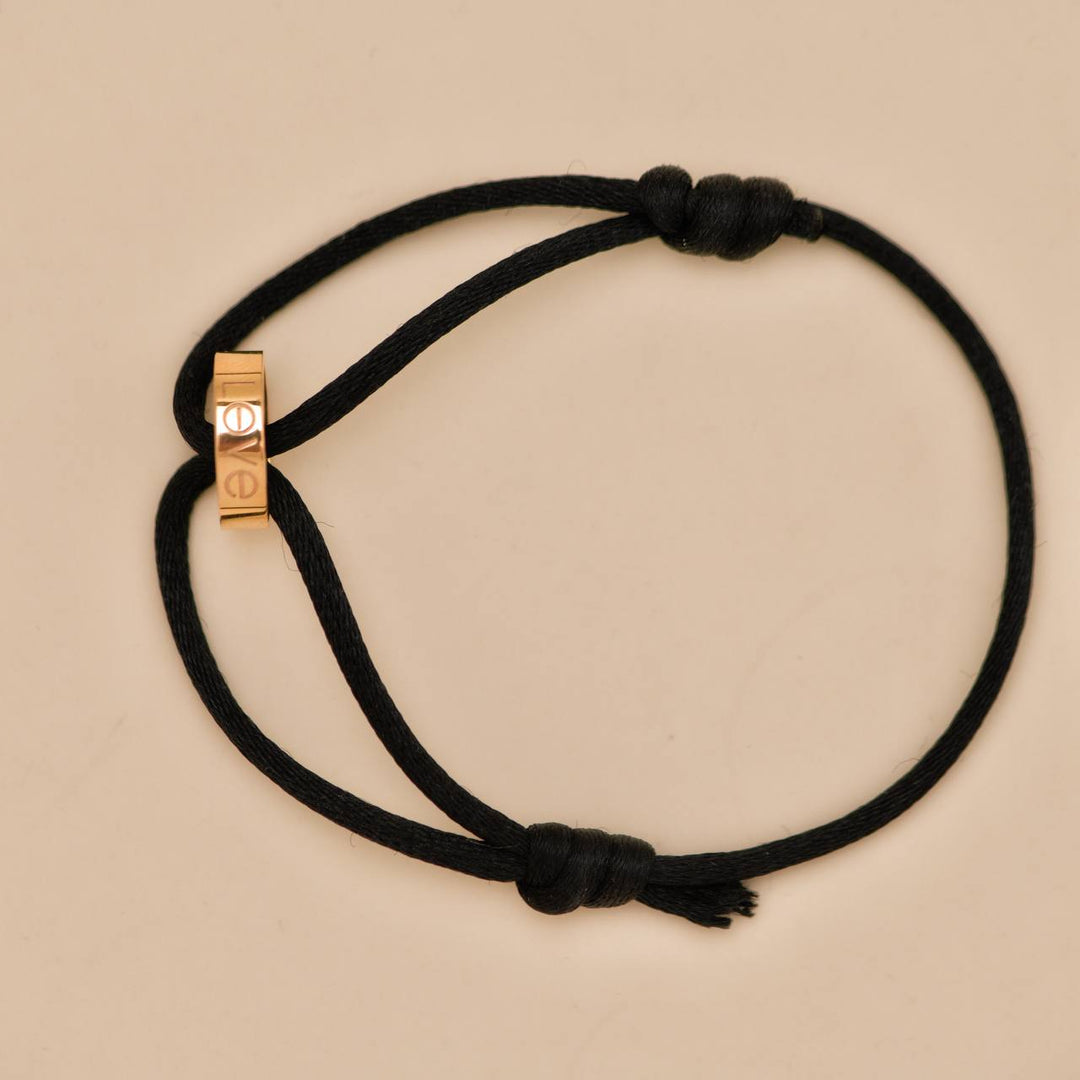 Authentic Cartier Love Cord Bracelet 18K Rose Gold on Black Silk