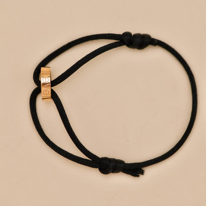 Authentic Cartier Love Cord Bracelet 18K Rose Gold on Black Silk