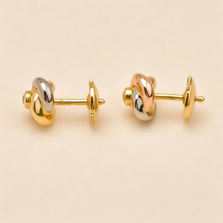 Preowned Cartier Baby Trinity Diamond Earrings 18K Tri-Colour Gold