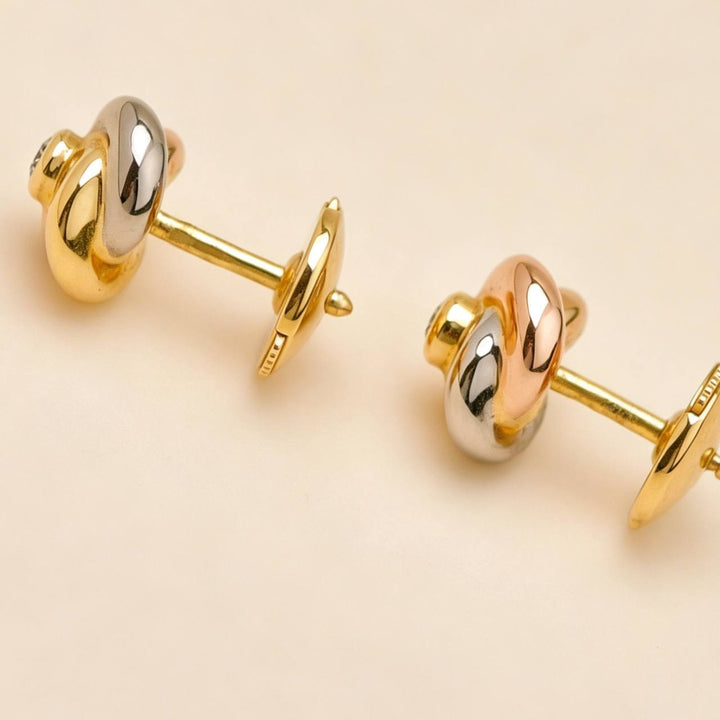 Second Hand Cartier Baby Trinity Diamond Earrings 18K Tri-Colour Gold