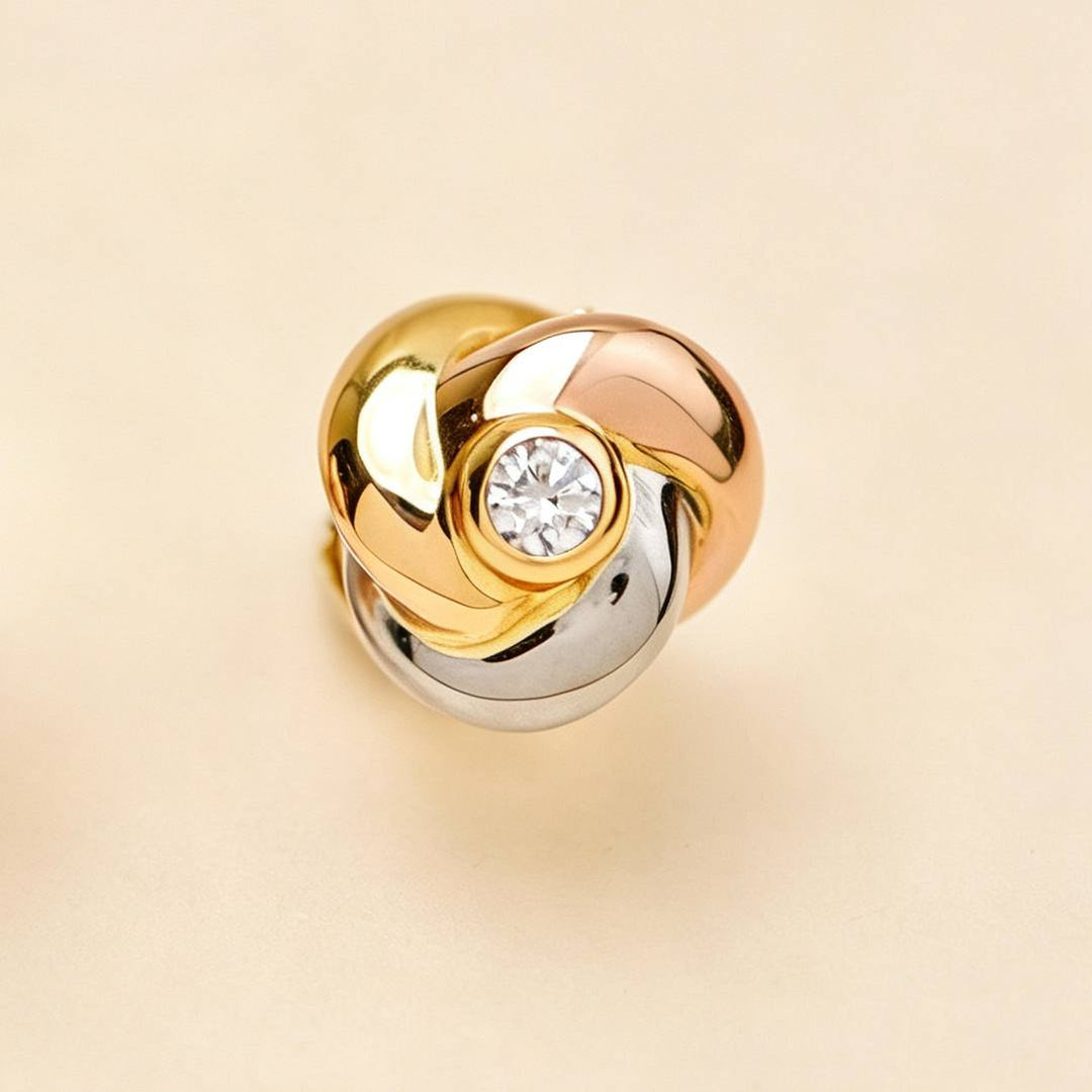 Preloved Authentic Cartier Baby Trinity Diamond 18K Tri-Colour Gold Earrings 