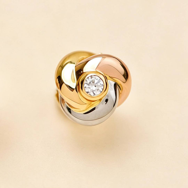 Preloved Authentic Cartier Baby Trinity Diamond 18K Tri-Colour Gold Earrings 