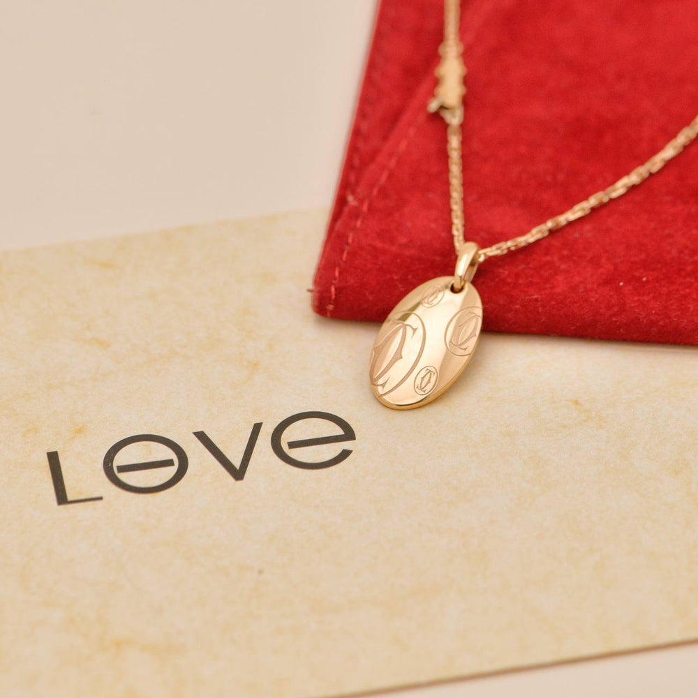 Preowned Authentic Cartier Happy Birthday Pendant Necklace 18K Rose Gold