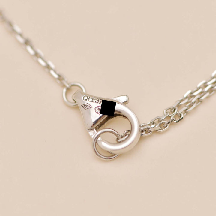 Preowned Cartier Galanterie Diamond Black Lacquer Necklace 18K White Gold