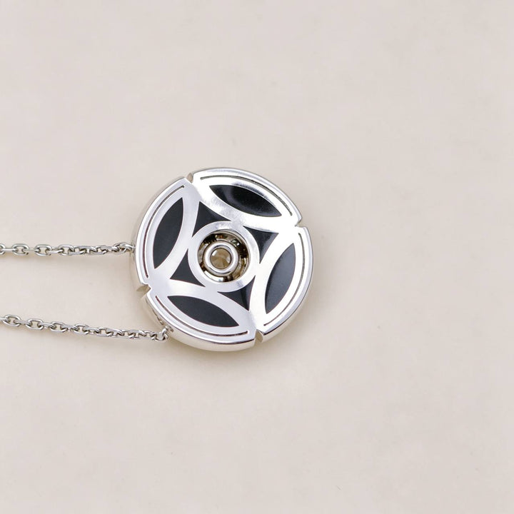 Second Hand Cartier Galanterie Diamond Black Lacquer Necklace 18K White Gold