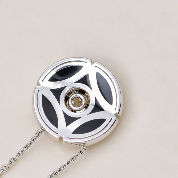Used Cartier Galanterie Diamond Black Lacquer Necklace 18K White Gold