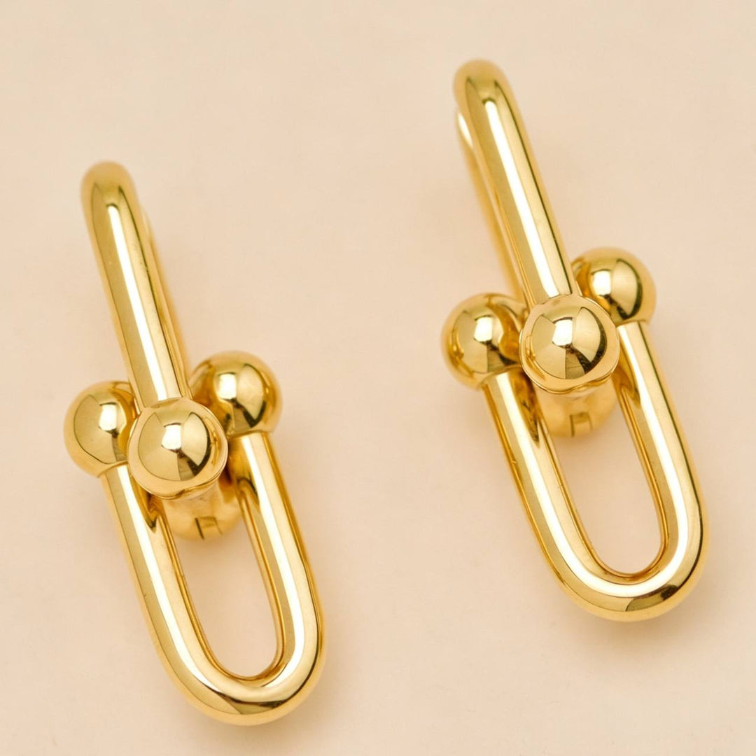 Second Hand Tiffany HardWear Large Link Earrings 18K Yellow Gold