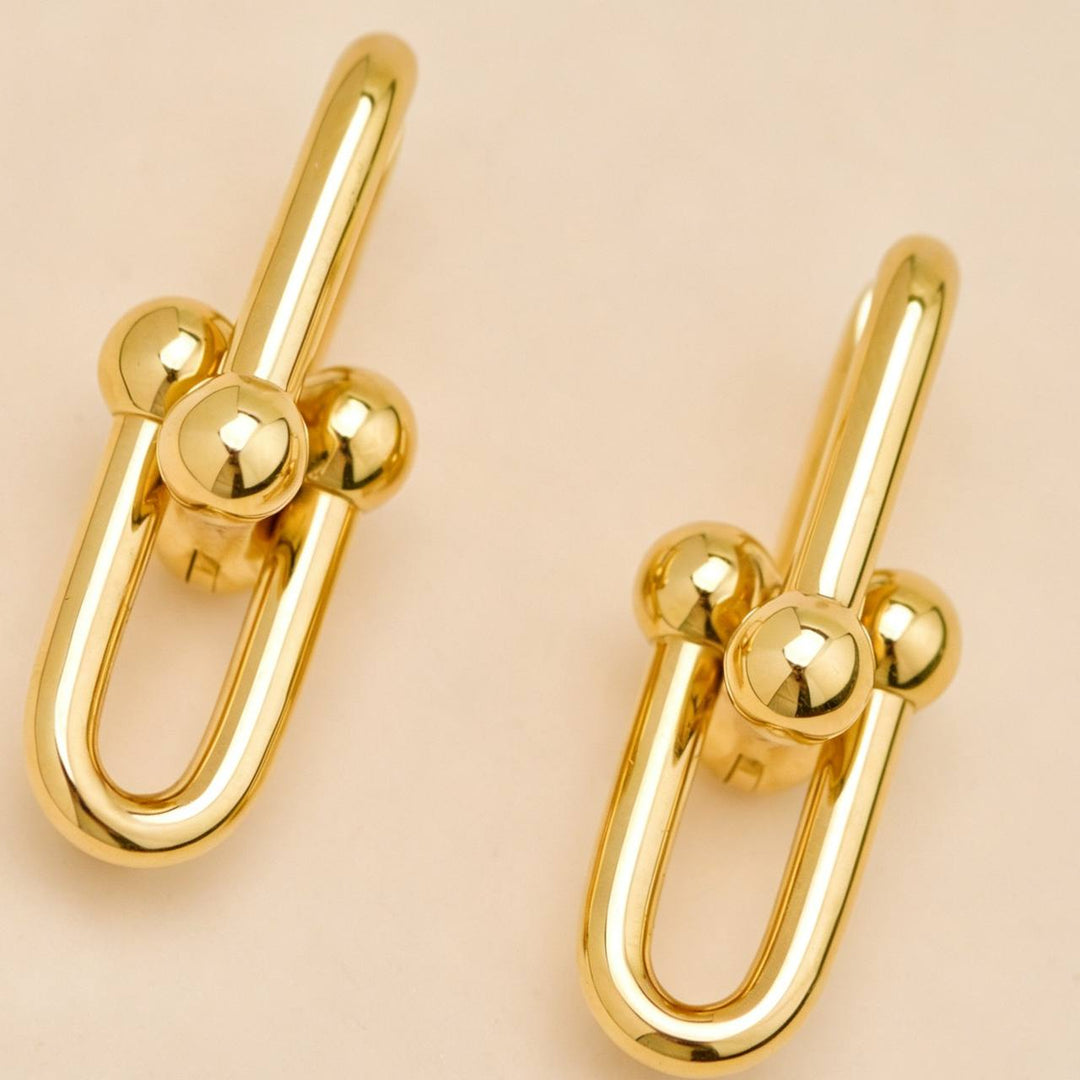 Used Tiffany HardWear Large Link Earrings 18K Yellow Gold