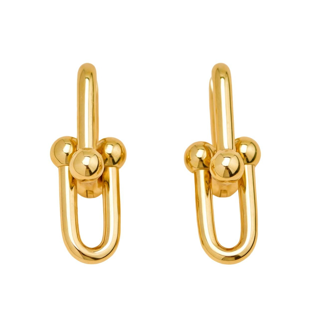 Preowned Authentic Tiffany HardWear Large Link Earrings 18K Yellow Gold