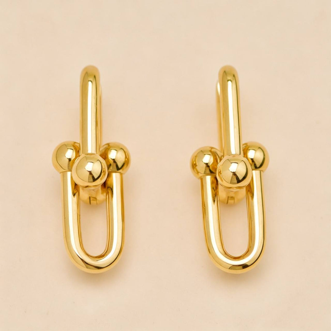 Authentic Tiffany HardWear Large Link Earrings 18K Yellow Gold