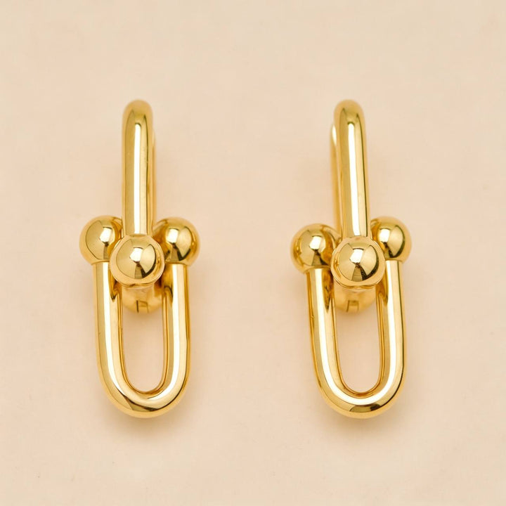 Authentic Tiffany HardWear Large Link Earrings 18K Yellow Gold