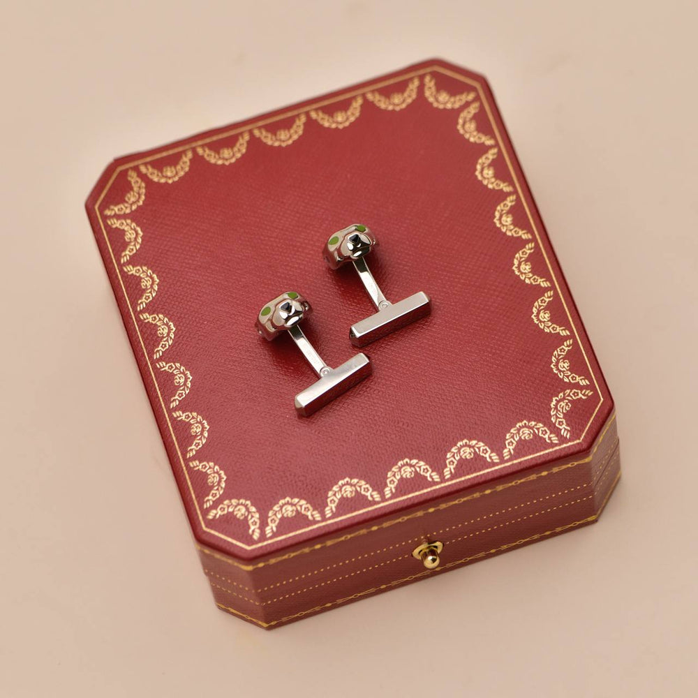 Preloved Authentic Cartier Panthère de Cartier Cufflinks lacquer Sterling Silver