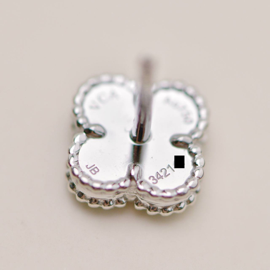 Second Hand Authentic VCA Sweet Alhambra Earrings Turquoise 18K White Gold