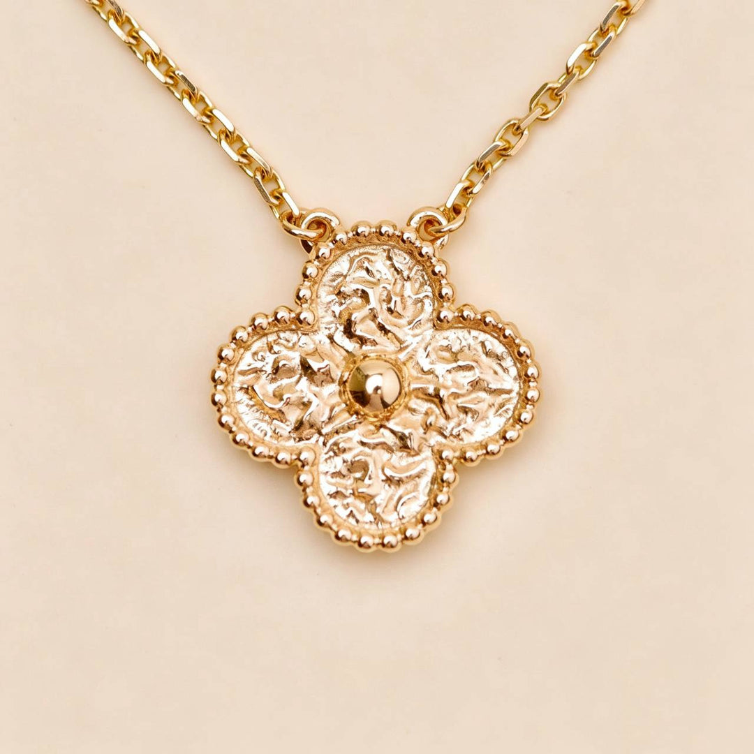 Preloved Authentic VCA Vintage Alhambra Hammered Necklace 18K Rose Gold