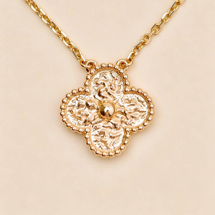Preloved Authentic VCA Vintage Alhambra Hammered Necklace 18K Rose Gold