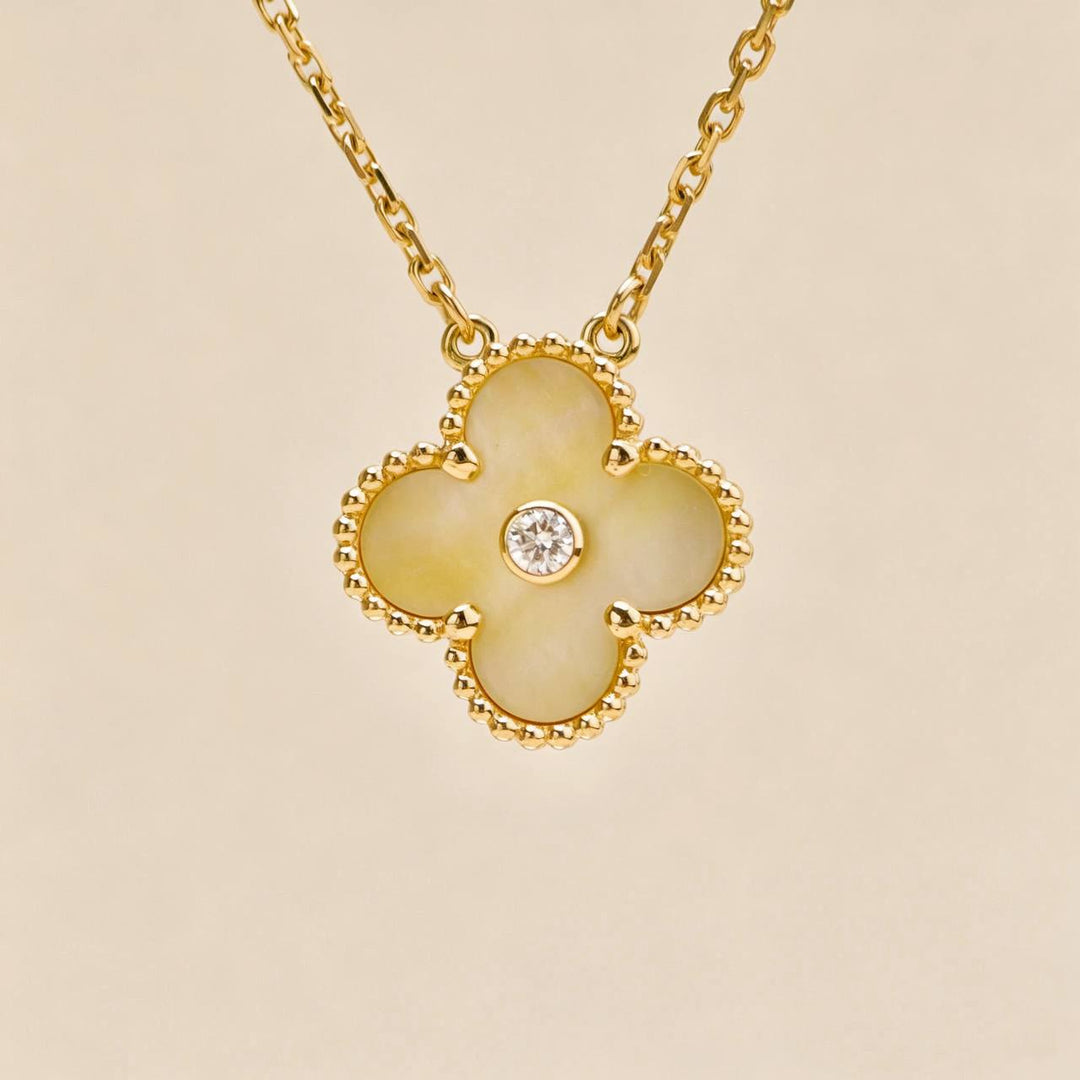 Authentic VCA Alhambra 2018 Holiday Pendant Golden Mother of Pearl Diamond