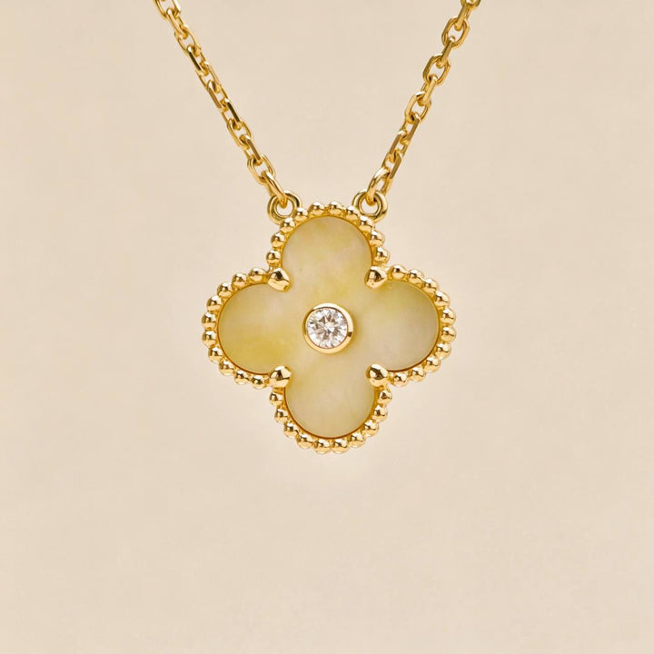 Authentic VCA Alhambra 2018 Holiday Pendant Golden Mother of Pearl Diamond