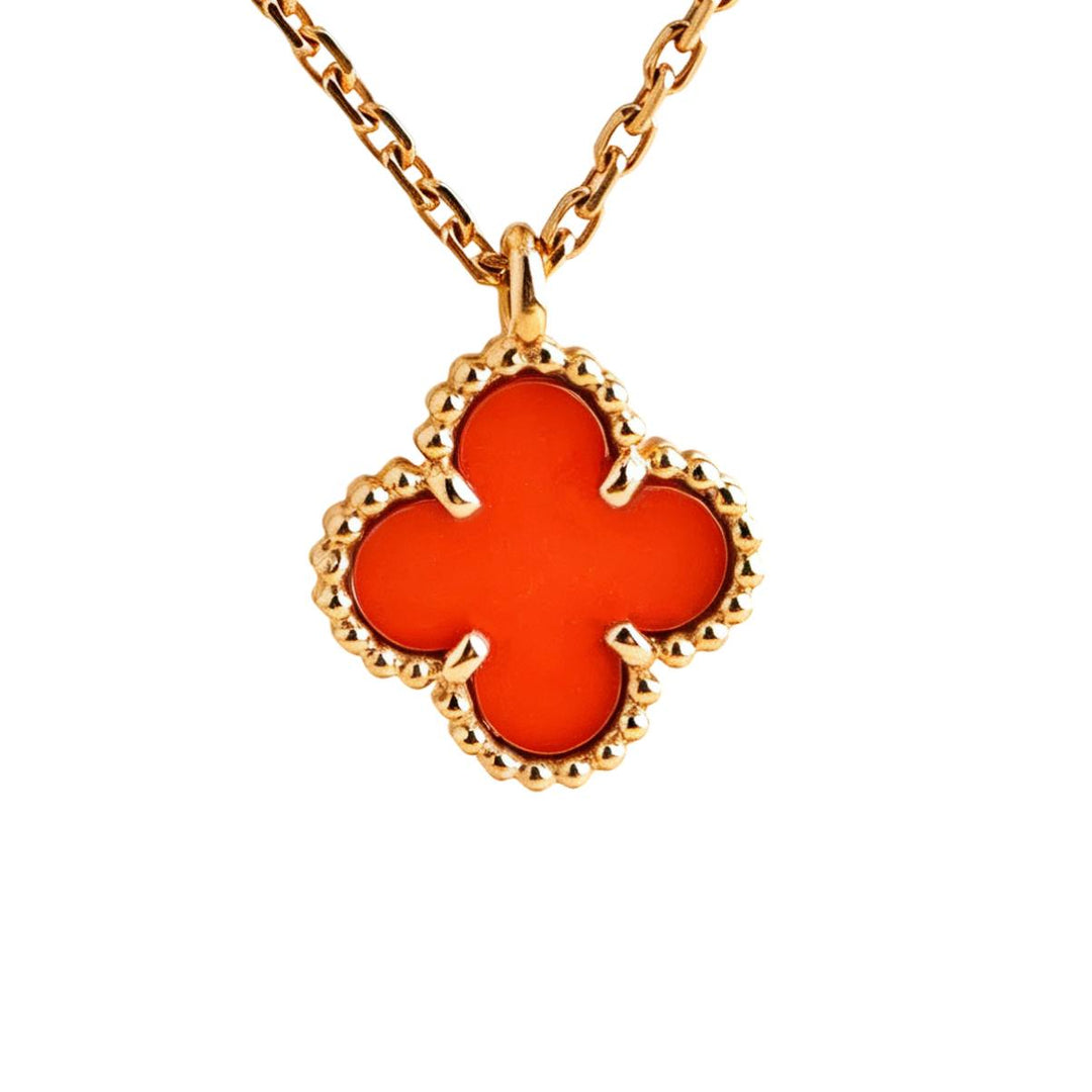 Preloved Authentic Van Cleef & Arpels Sweet Alhambra Pendant Carnelian 18K Rose Gold