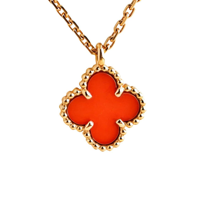 Preloved Authentic Van Cleef & Arpels Sweet Alhambra Pendant Carnelian 18K Rose Gold