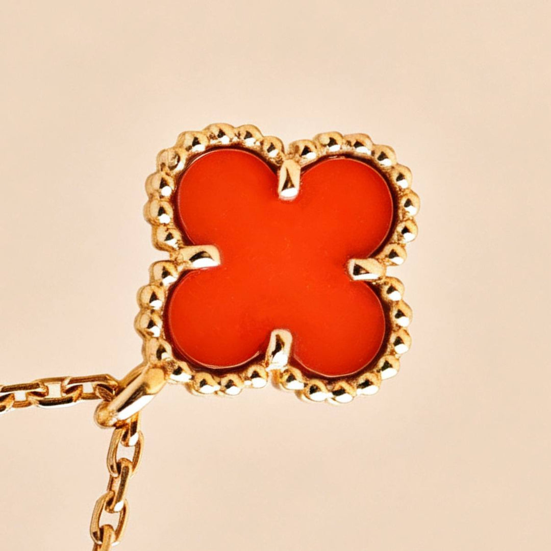 Preloved Authentic Van Cleef Sweet Alhambra Pendant Carnelian 18K Rose Gold