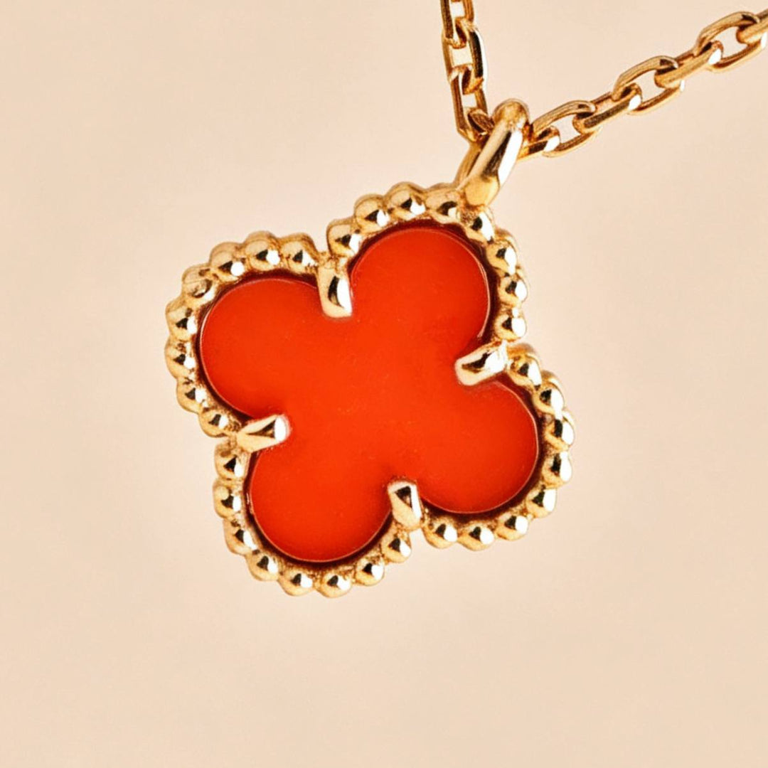 Second Hand Authentic Van Cleef Sweet Alhambra Pendant Carnelian 18K Rose Gold