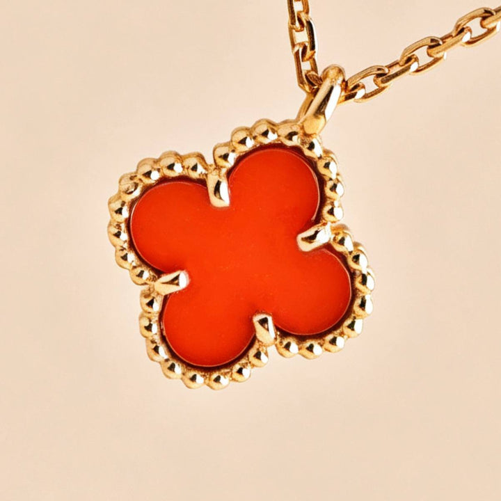 Second Hand Authentic Van Cleef Sweet Alhambra Pendant Carnelian 18K Rose Gold