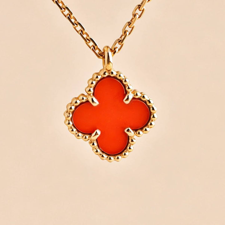 Preloved Authentic VCA Sweet Alhambra Pendant Carnelian 18K Rose Gold