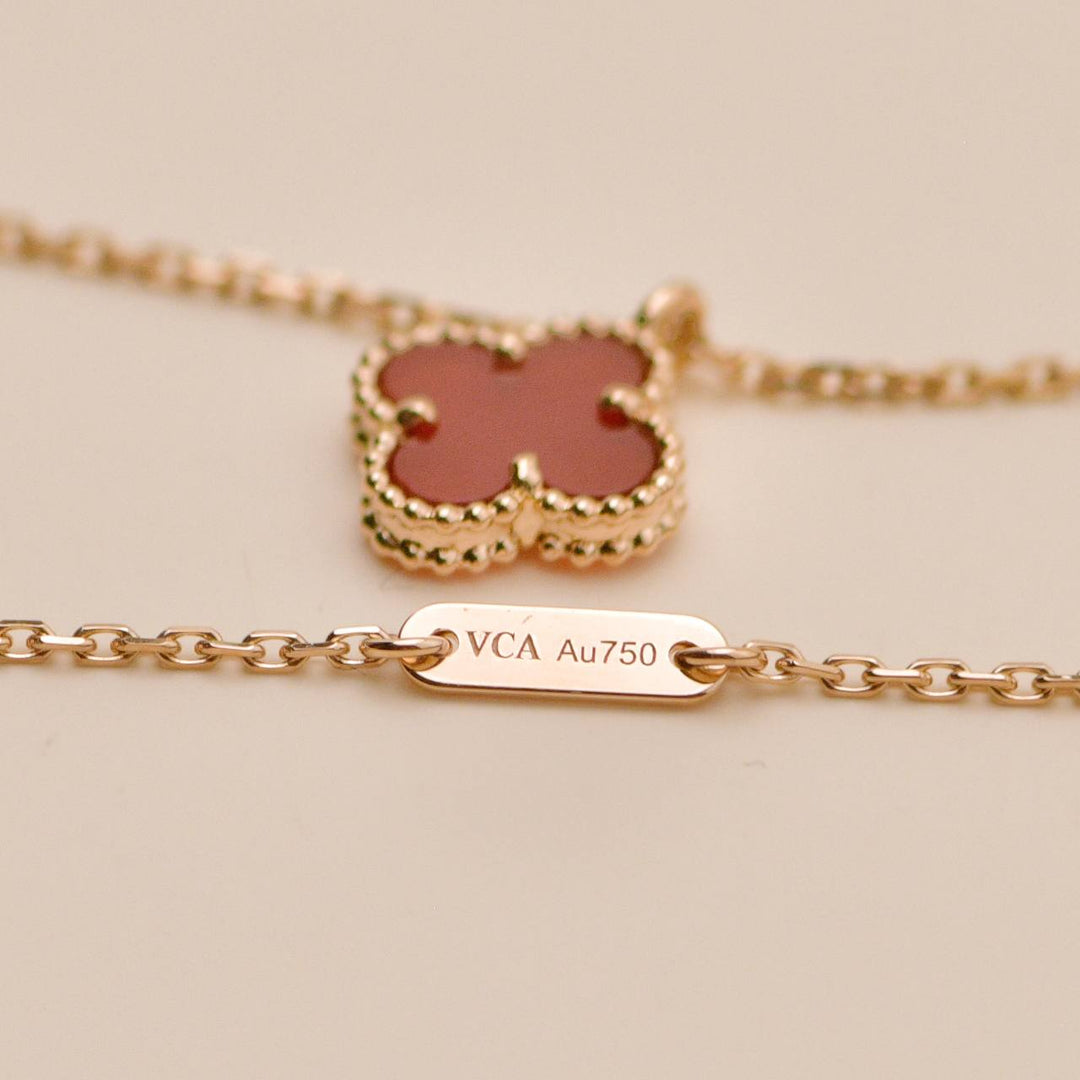 Second Hand Authentic VCA Sweet Alhambra Pendant Carnelian 18K Rose Gold