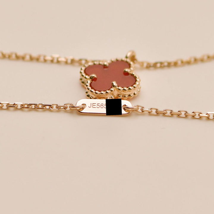 Authentic VCA Sweet Alhambra Pendant Carnelian 18K Rose Gold