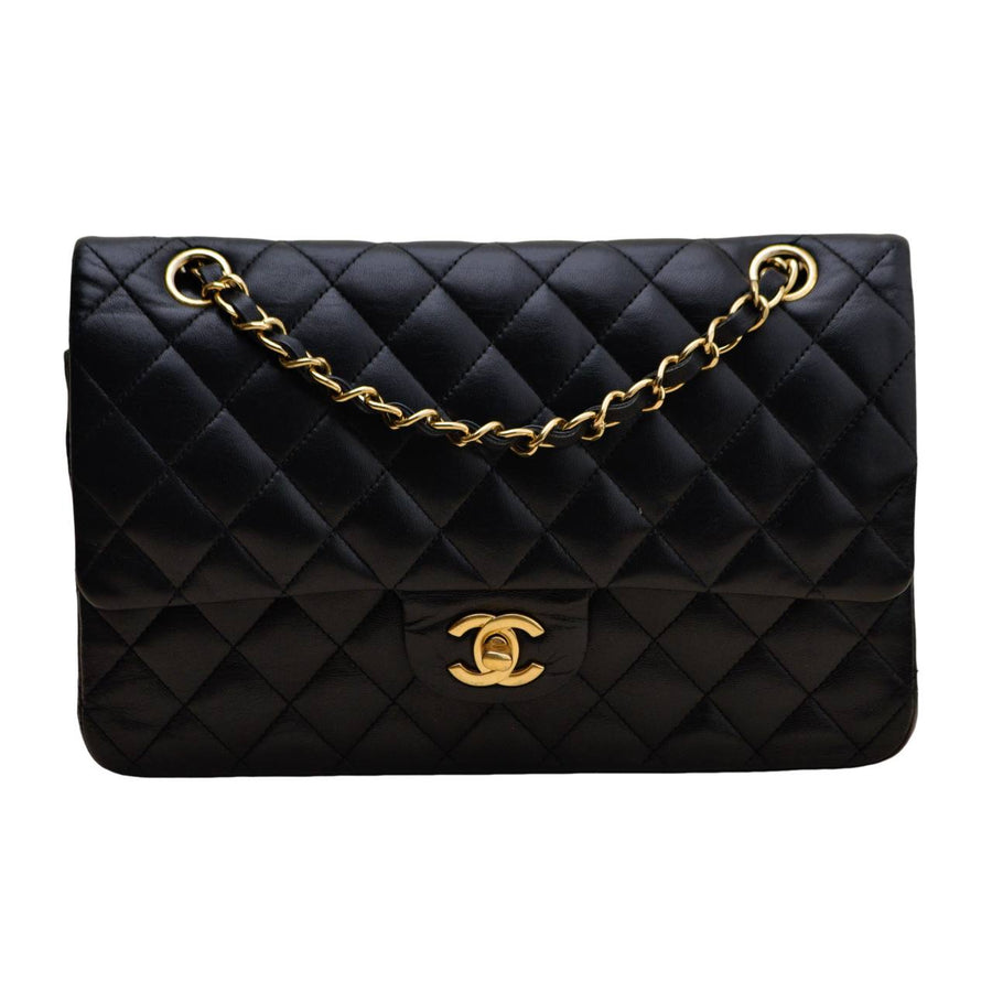 Preloved Authentic Chanel Classic Double Flap Medium Bag Lambskin Black Quilted GHW