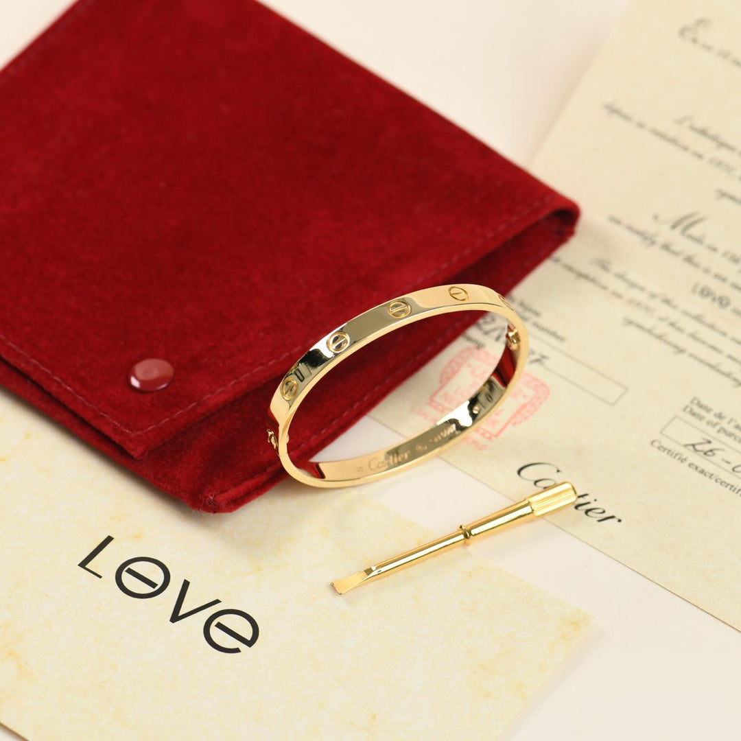 Preowned Authentic Cartier Love Bracelet Classic Model 18K Yellow Gold Size 16