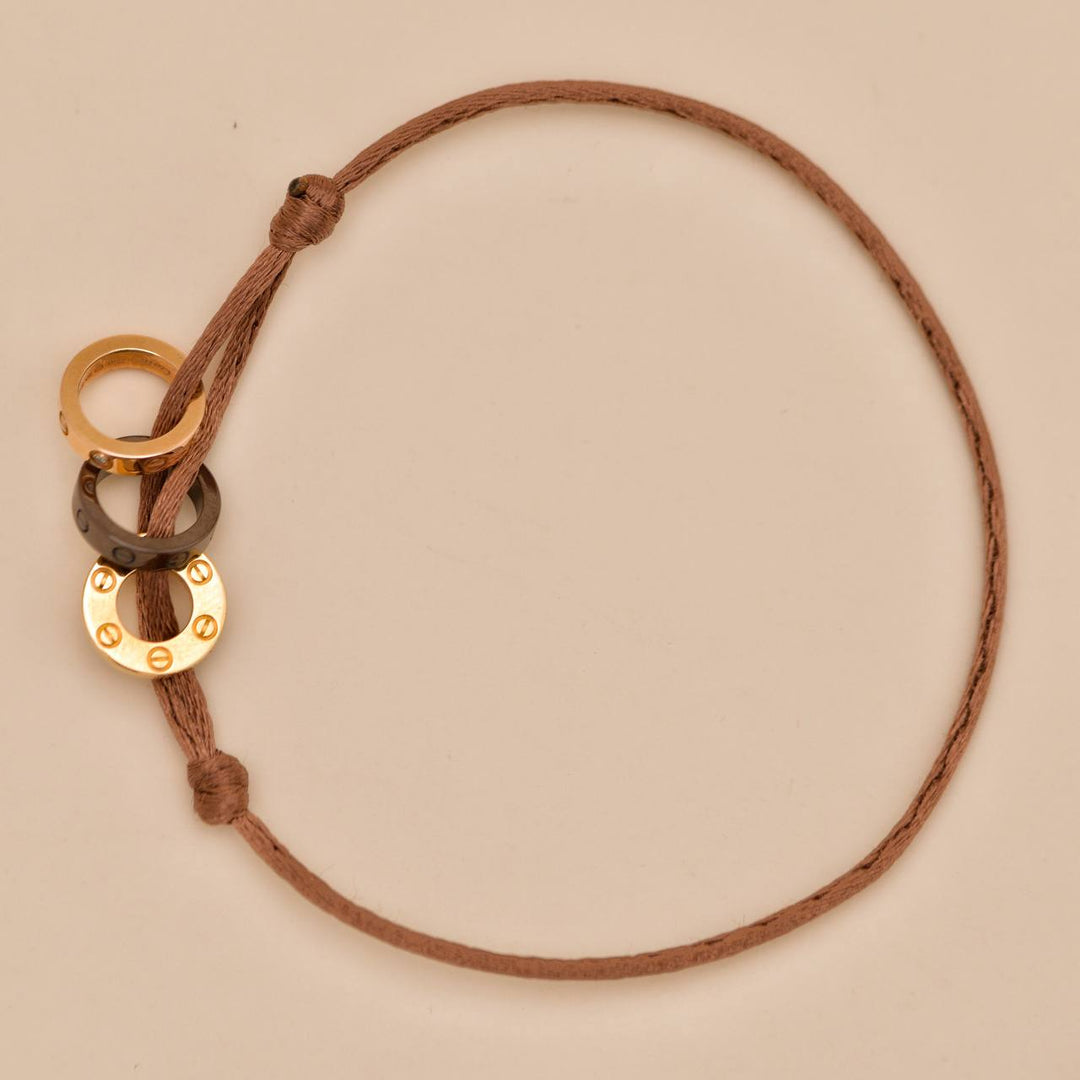 Second Hand Cartier Love Cord Bracelet 4 Diamond Brown Sèvres Porcelain