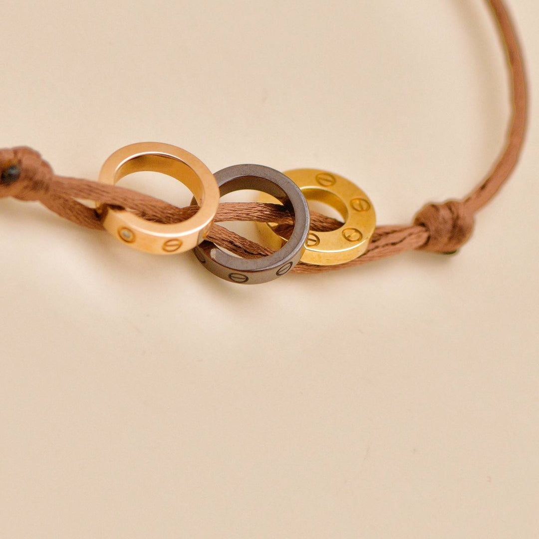 Authentic Cartier Love Cord Bracelet 4 Diamond Brown Sèvres Porcelain