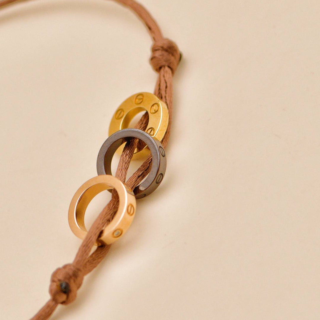 Preowned Cartier Love Cord Bracelet 4 Diamond Brown Sèvres Porcelain